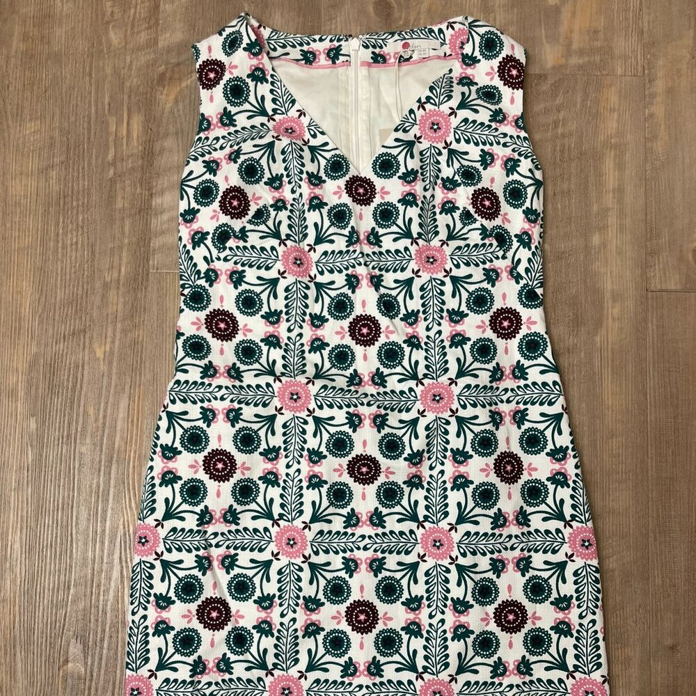 NWT! Boden Tatiana Trellis Green Pink Spring Summer Dress Size 4P